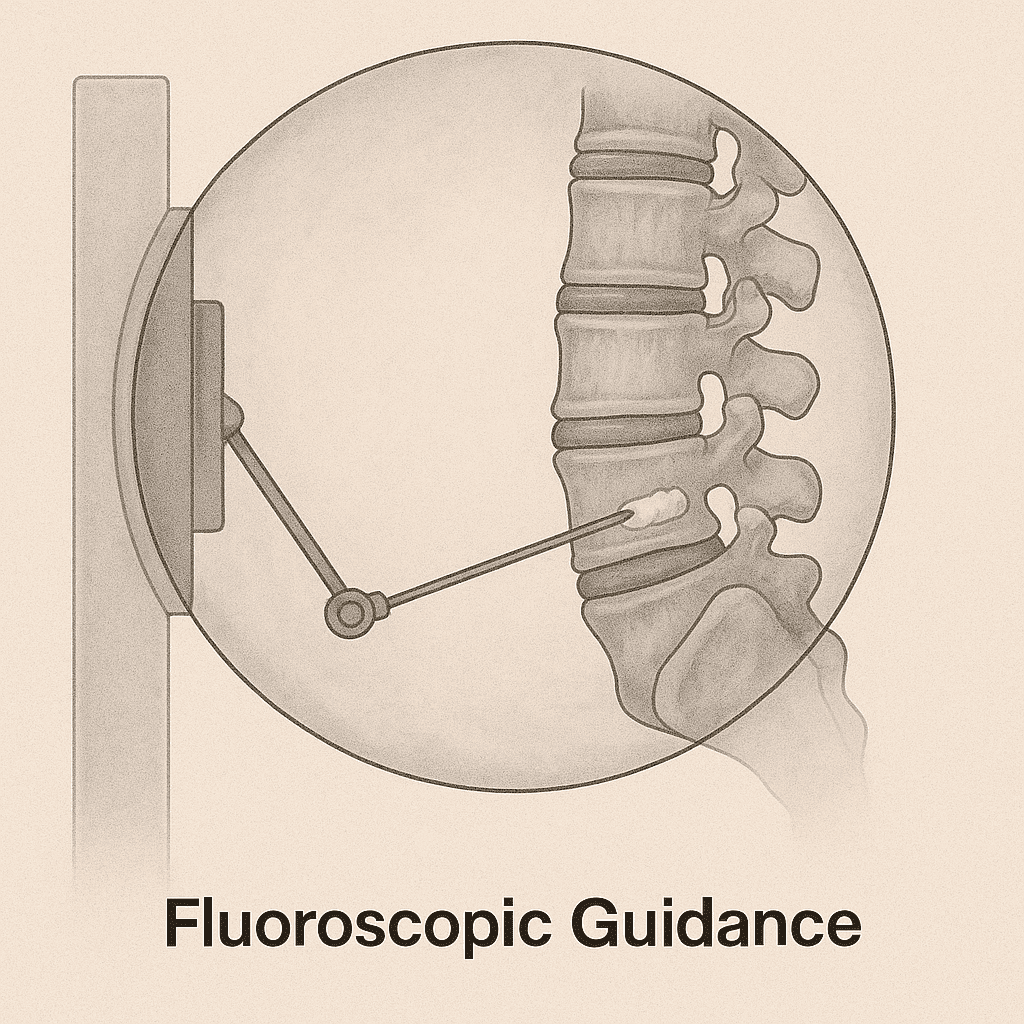 Fluoroscopic guided vertebroplasty